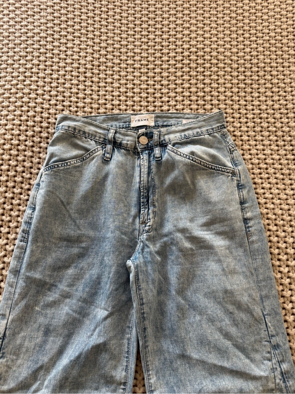 Frame Denim Pale Blue Wide-Leg Jeans for Women
